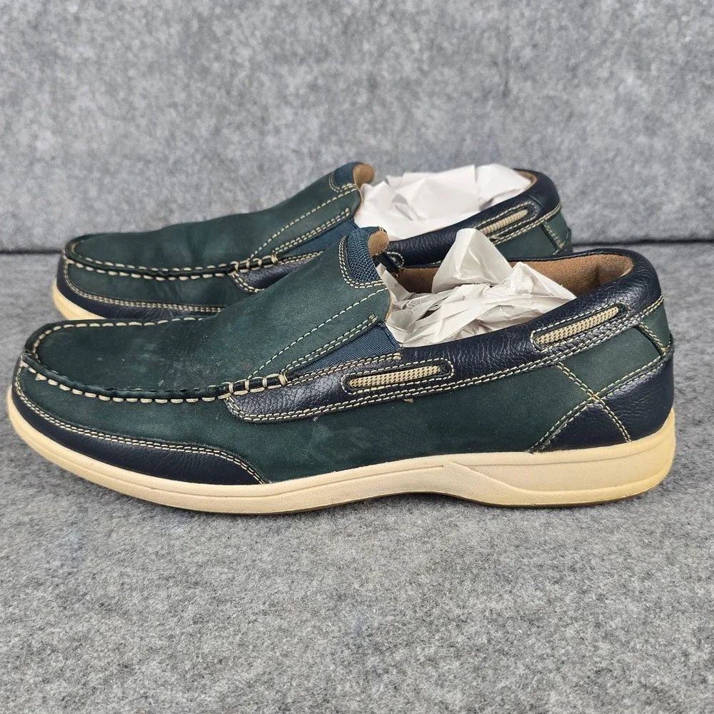 Florsheim Mens 11 M Navy Blue Suede Leather Slip On Boat Shoes Loafers 11391-410